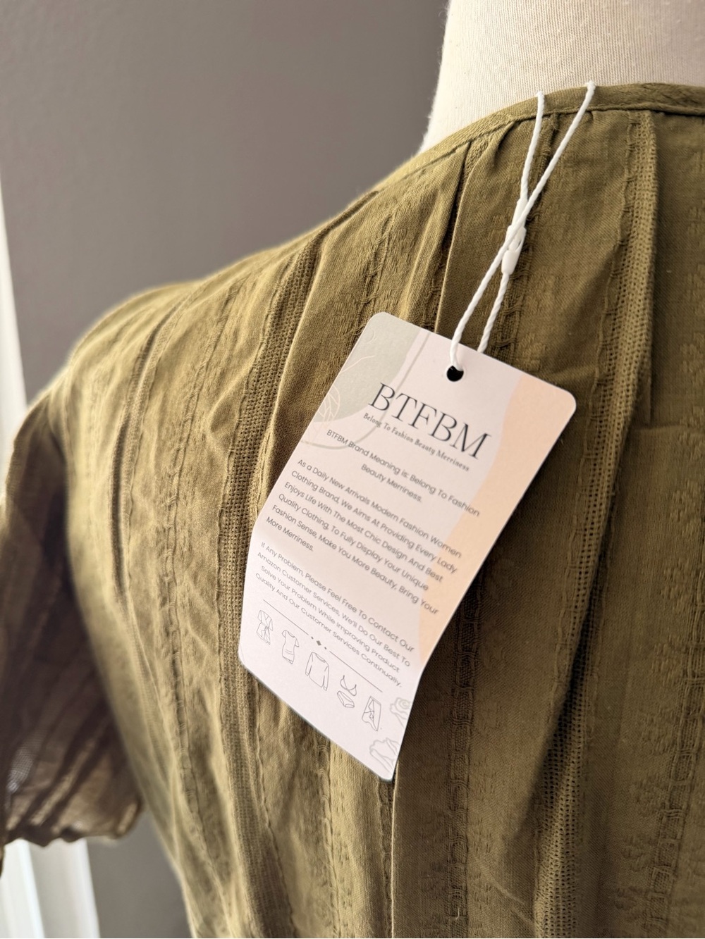 BTFBM Olive Green Tiered Midi Dress NWT Large - Picture 4 of 5